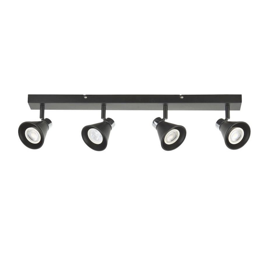 image 1 of Burton - Matt Black & Chrome Detail 4 Way Adjustable Ceiling Spotlight