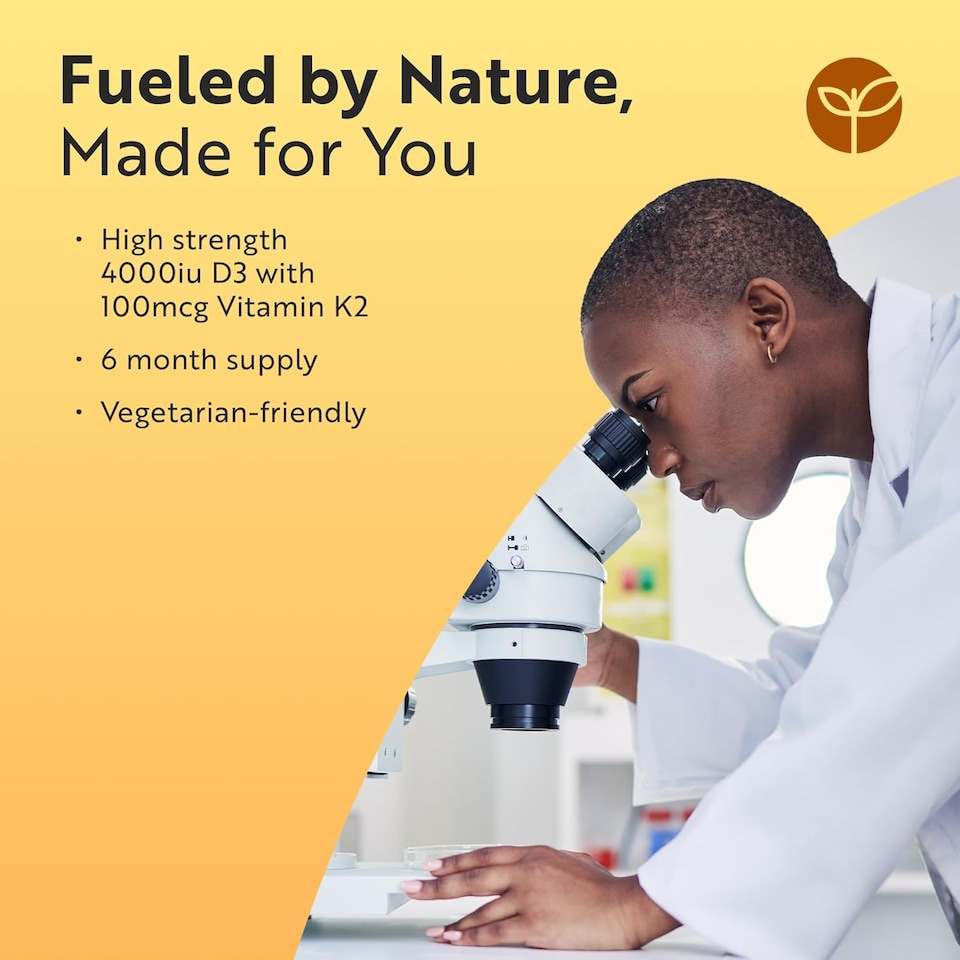 image 1 of Nutravita Vitamin D3 4000 iu & Vitamin K2 100mcg MK7 - High Strength Vitamin D Supplement for Bones, Muscles & Immune System - 180 Vegetarian Tablets