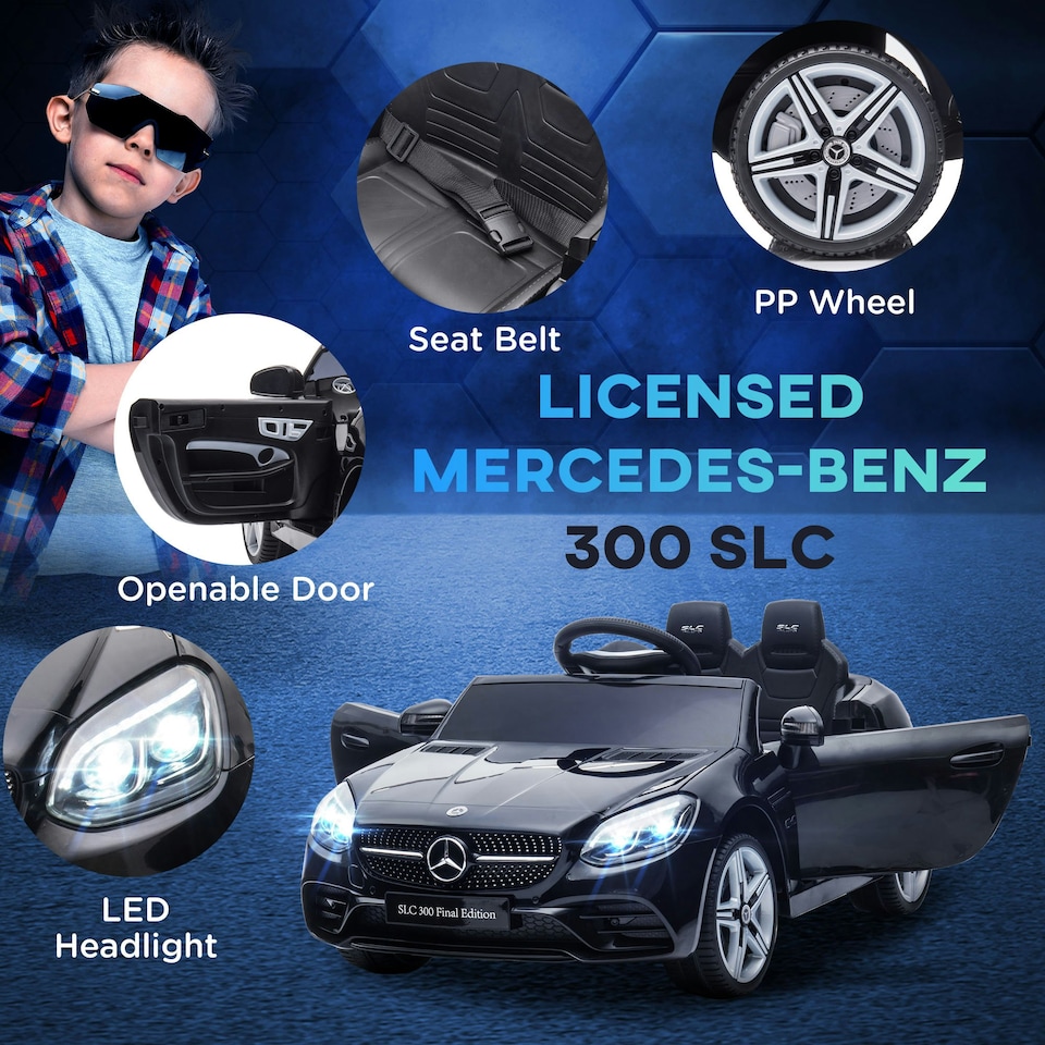 image 1 of AIYAPLAY Benz 12V Kids Electric Ride On Car w/ Remote Control, Music, Black