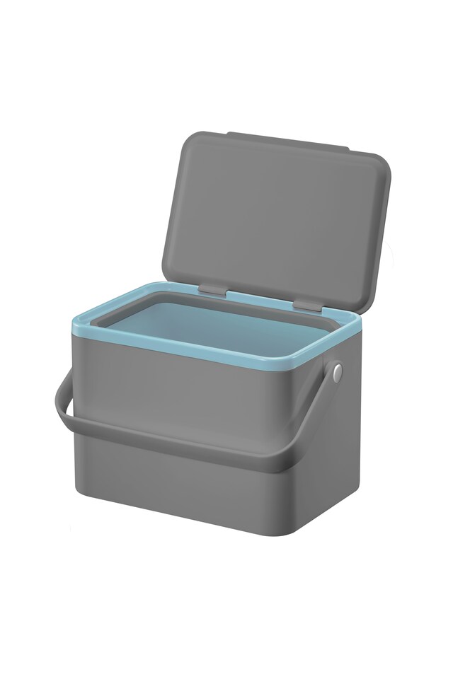 image 1 of EKO Food Waste Compost Bin, Kitchen Countertop Food Waste Caddy,Compost Bin with Lid, Grey, 4 Litre