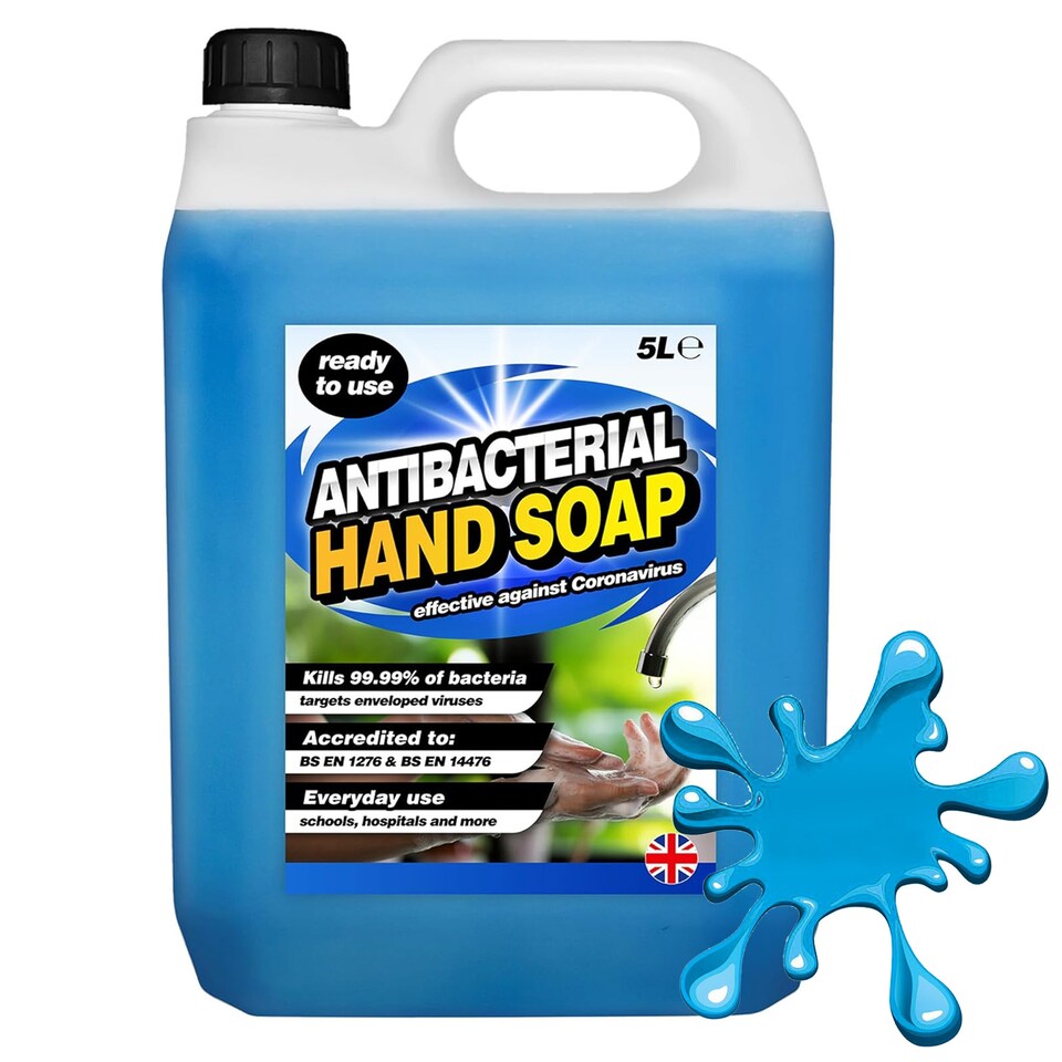 image 1 of 2 x 5 Litre Antibacterial Non-Sticky Liquid Hand Soap Hydrates & Softens