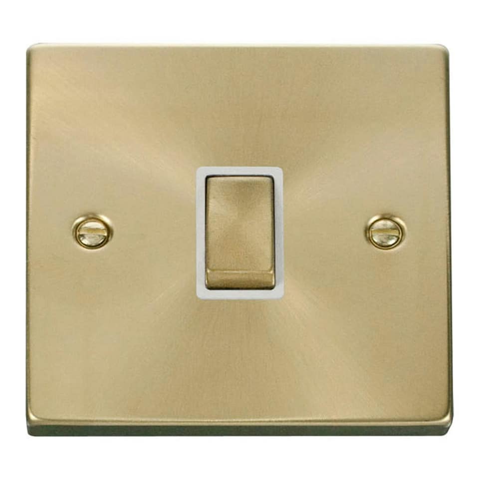image 1 of SE HOME Satin / Brushed Brass 1 Gang 20A Ingot DP Switch White | Satin Brass