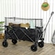 image 7 of Outsunny 180L Folding Garden Trolley Wagon Cart w/ Extendable Side Walls, Black