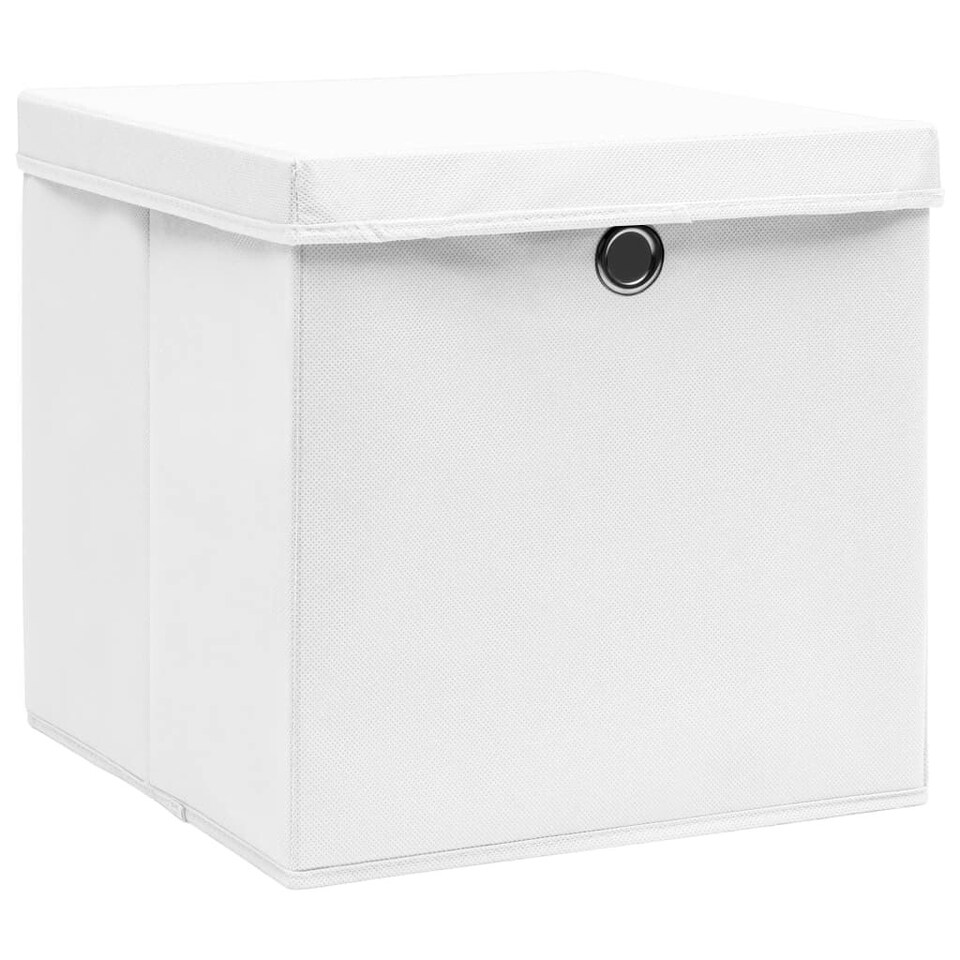 Storage Boxes with Lids 10 pcs White 32x32x32 cm Fabric Tesco Groceries