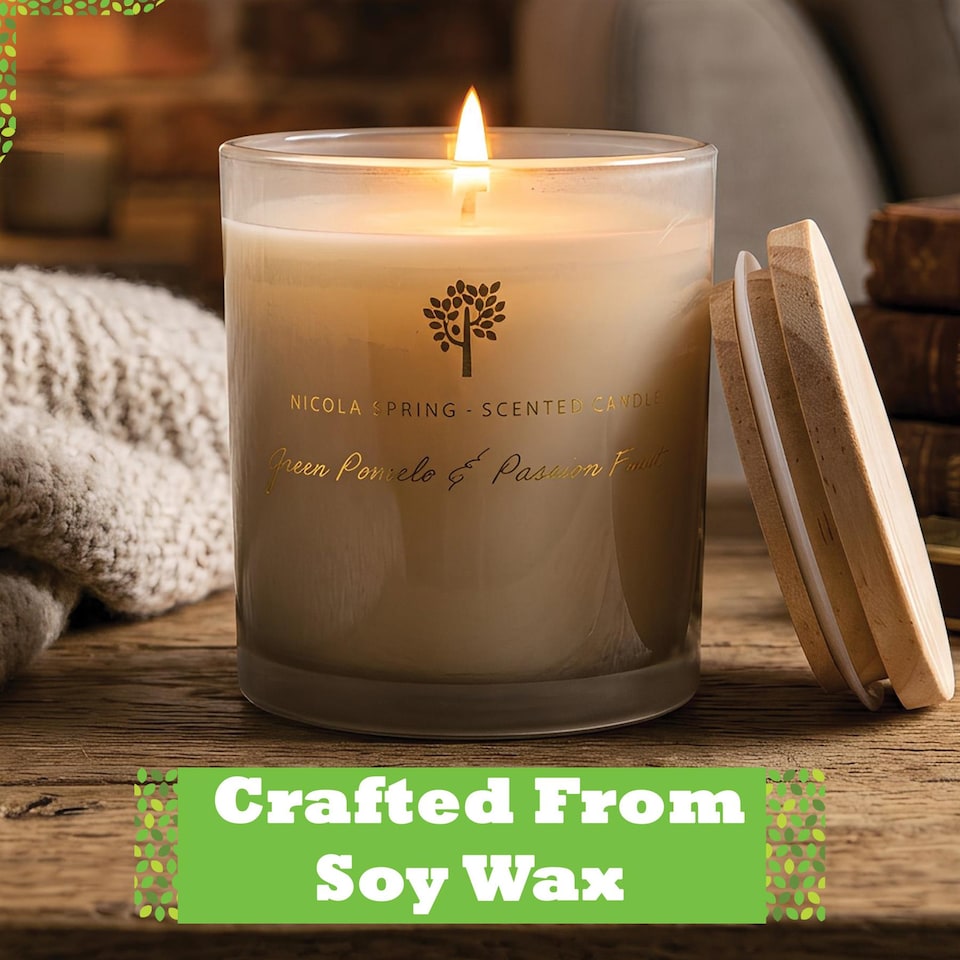 image 1 of Nicola Spring Soy Wax Scented Candle & Reed Diffuser Set - 160g Candle 28 Hour Burn & 200ml Diffuser 60 Day Scent | Clear | Tropical Sunrise