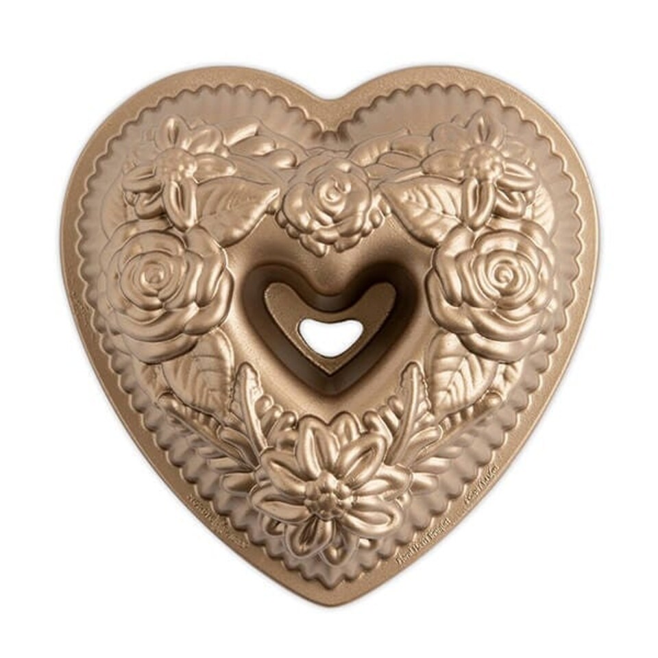 image 1 of Nordic Ware Toffee Floral Heart Cake Pan