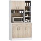 image 1 of HOMCOM Kitchen Cupboard Sideboard Storage Cabinet Unit with Counter Top, Adjustable Shelves, Drawers for Dining Room, Living Room