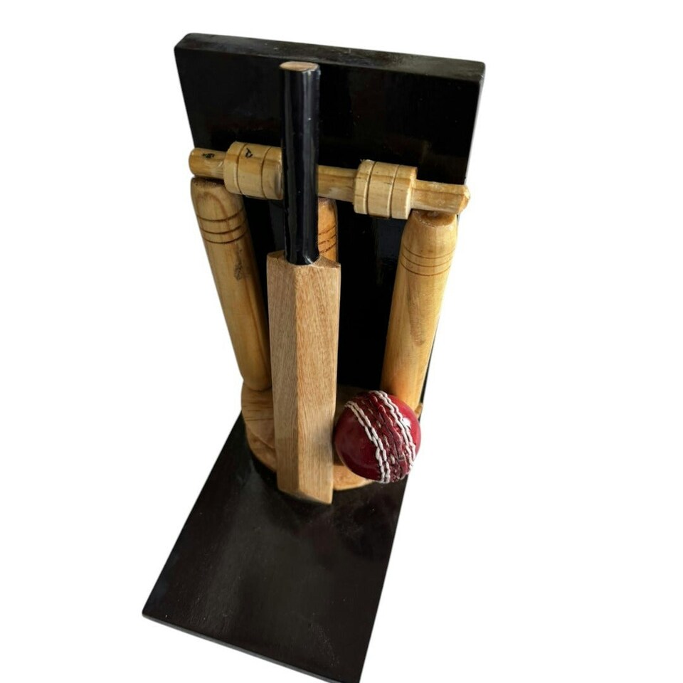image 1 of CRICKET-GIFTS Cricketing Bookend Single Unit, Wooden, 22cm high, Can also be used as a presentation trophy