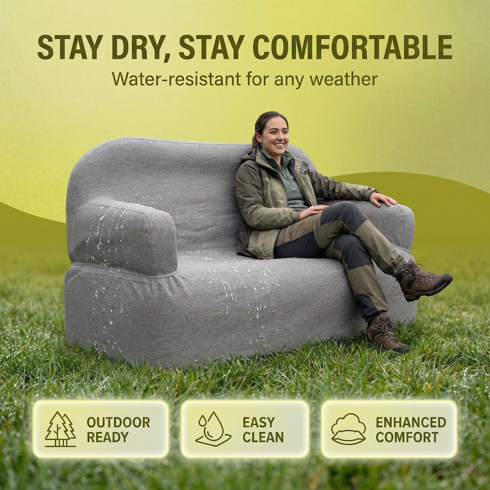 image 1 of PMS Inflatable Camping Sofa 140cm x 86cm - Lightweight, Water-Resistant Lounger, Blue