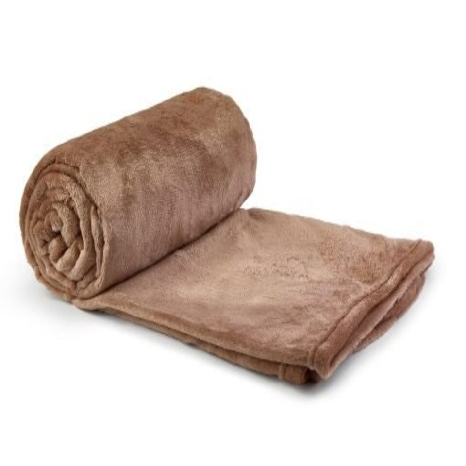 image 1 of Plush Collection Flannel Fleece Super Soft Throw in Mink (50" x 60") Brown | Brown