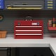image 5 of DURHAND Lockable 3 Drawer Tool Chest with Ball Bearing Slide Drawers Red | Red | 51L x 22W x 32H cm | 1
