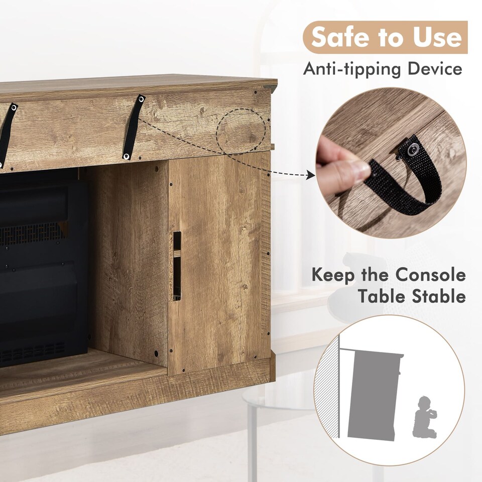 image 1 of COSTWAY 2000W Electric Fireplace Insert Fireplace Natural