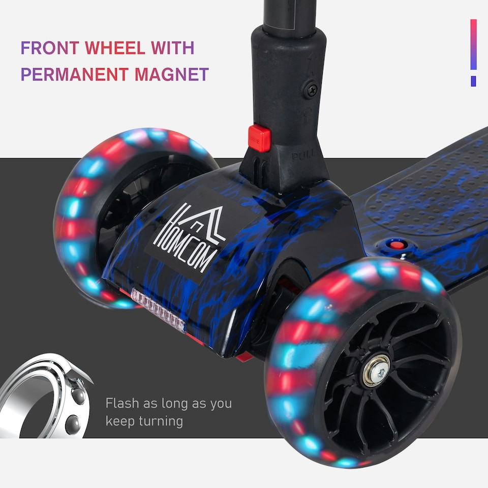 image 1 of HOMCOM Child 3-Wheel Scooter Light Music Water Spray Rechargeable 3-6 Yrs Blue
