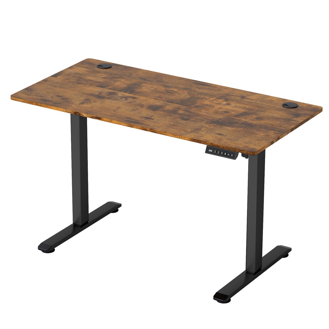 Levede Electric Standing Desk Rustic Brown Height Adjustable with Memory Control | Brown | Brown