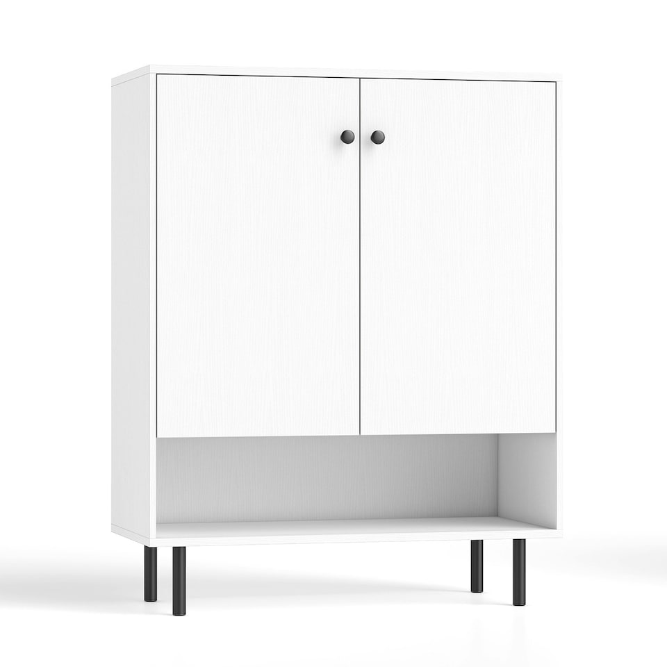 image 1 of COSTWAY Storage Cabinet 2 Door Buffet Sideboard White White