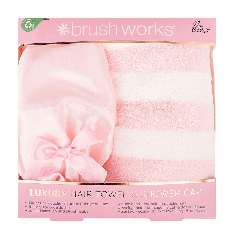 image 1 of Brushworks Luxury Hair Towel & Shower Cap