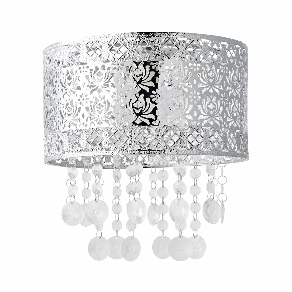 image 1 of ValueLights Enna Silver Moroccan Style Acrylic Droplet Ceiling Shade and Bulb