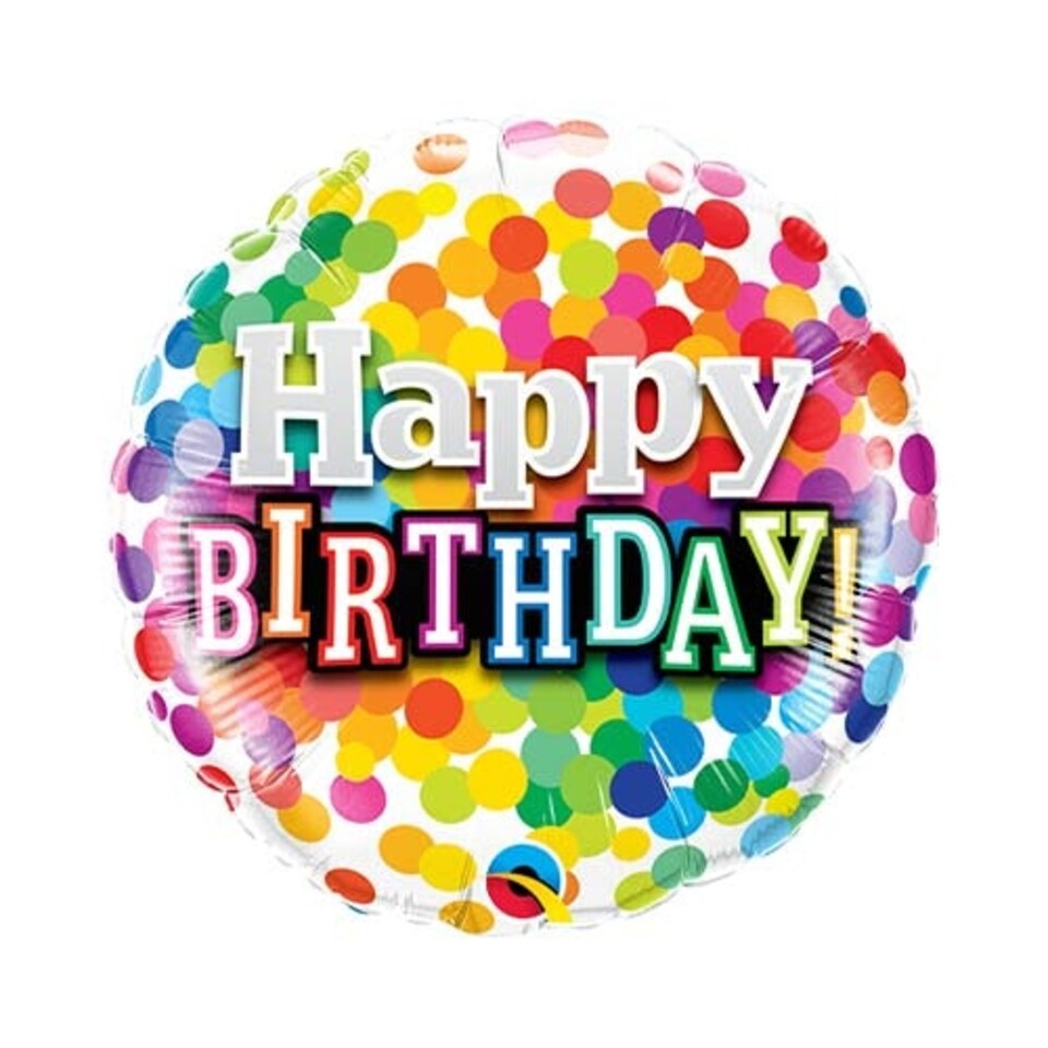 Mini Birthday Rainbow Confetti Air Fill Foil Qualatex Balloon 23cm / 9 in