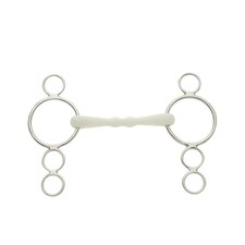 Lorina Flexi Mullen Mouth 3 Ring Horse Dutch Gag - Silver - 5.5in