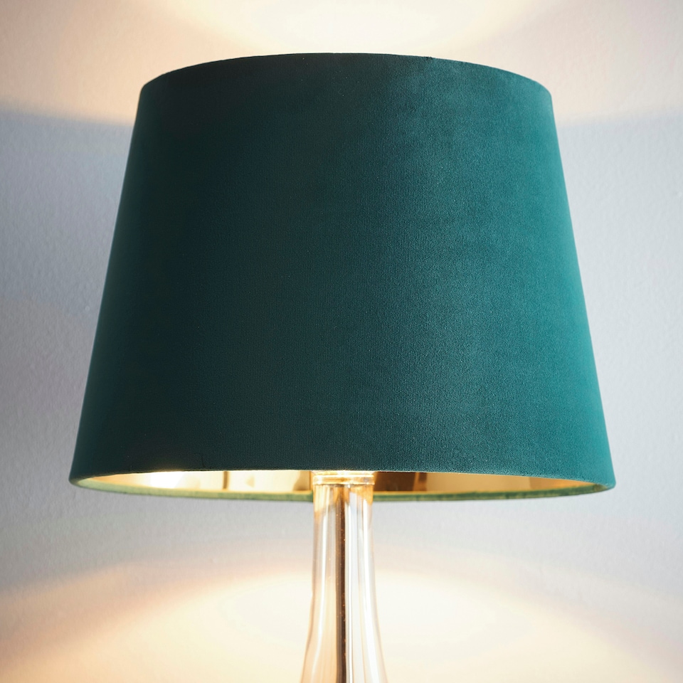 image 1 of 10" Green Velvet Empire Light Shade Gold Inner Green