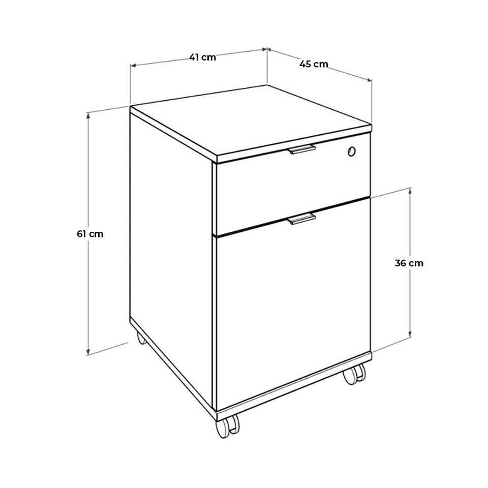 image 1 of Adore Rio Matt White Mobile Office Storage Cart With Lockable Drawer White