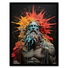 Zeus God Thunder Greek Mythology Conceptual Black Framed Wall Art Print A4