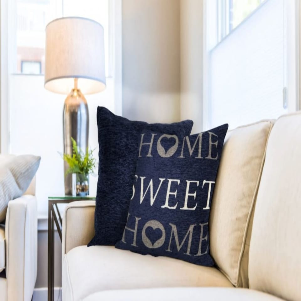image 1 of Home Sweet Home Cushion Cover in Navy | Blue | Blue