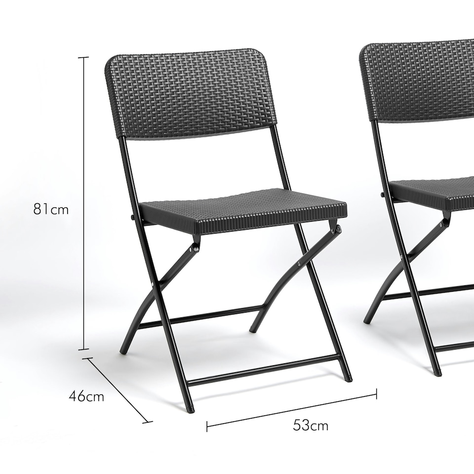 image 1 of VonHaus Set of Folding Rattan Effect Garden Chairs