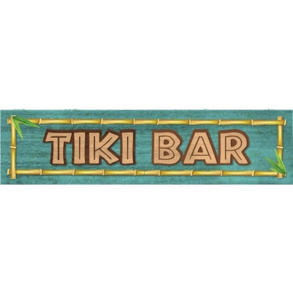 Tiki Bar Bamboo PVC Party Sign Decoration 110cm x 26cm