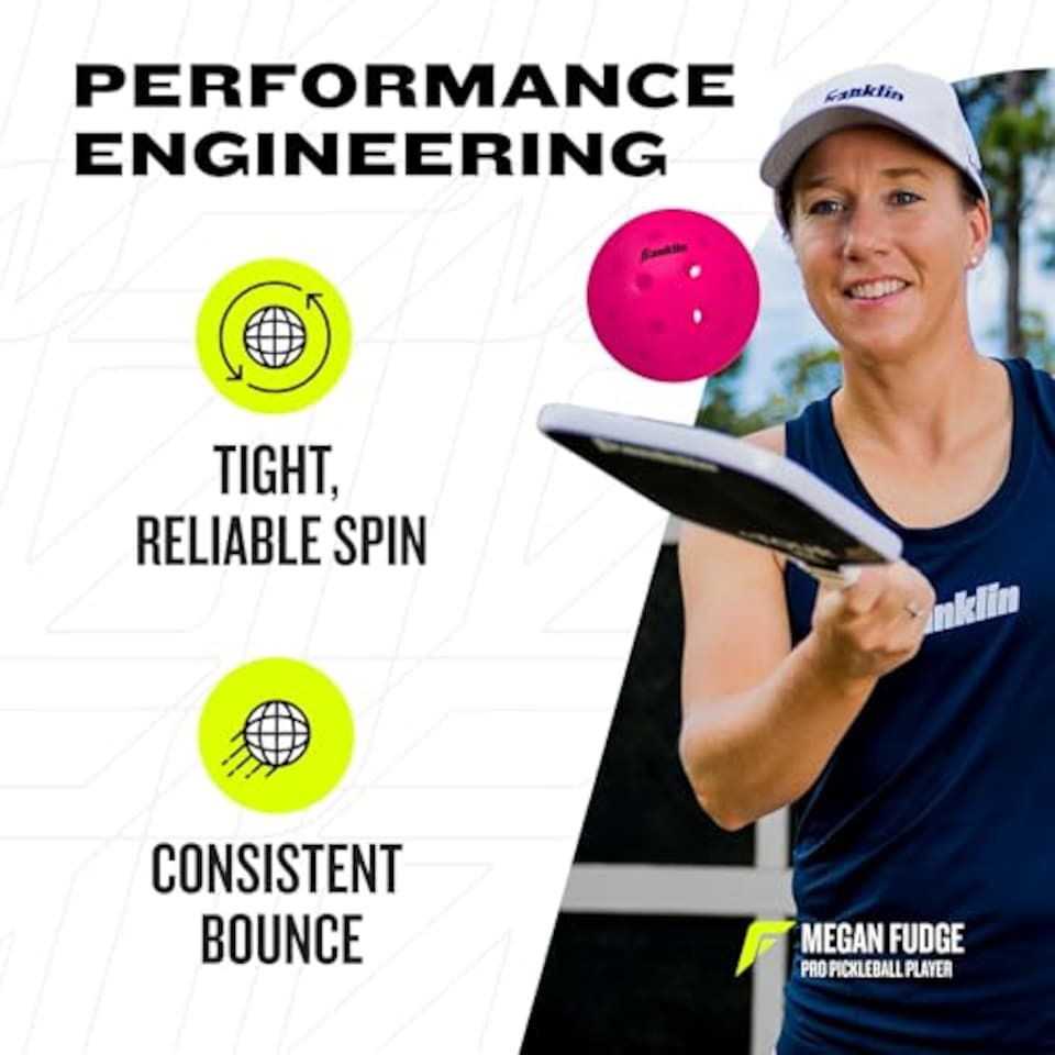 image 1 of Franklin Sports Pickleball-X Performance 40 Outdoor Balls-Pink