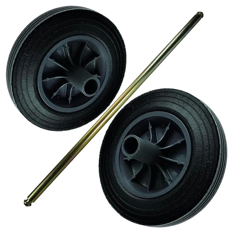 image 1 of 2 Rubber Wheels & Axle Replacement Kit For Standard Household Wheelie Bins Black