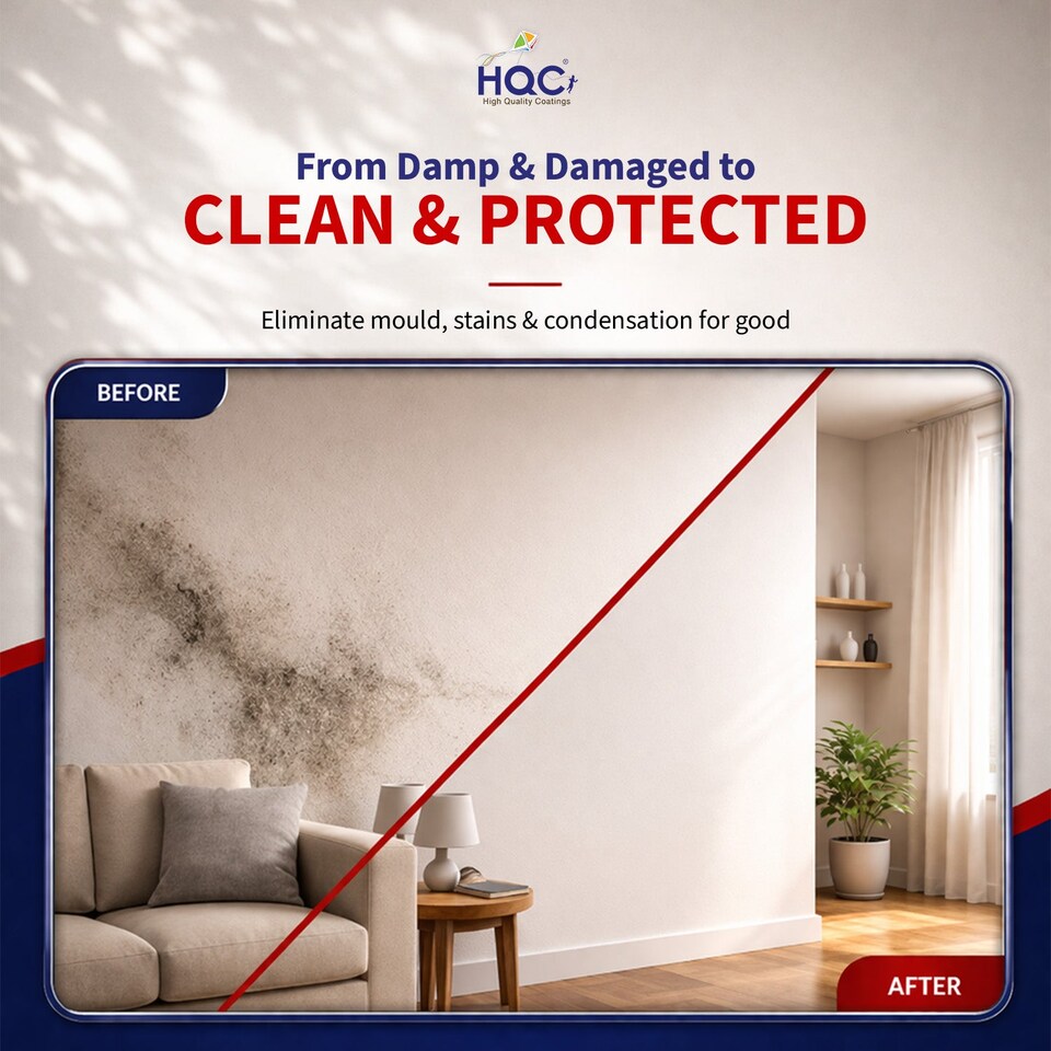 image 1 of HQC Anti Damp Paint - Damp Proof for Interior Walls & Ceilings - Light Grey - 2.5L