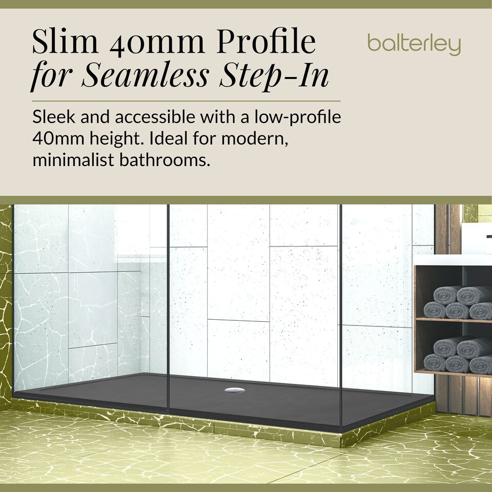 image 1 of Balterley Premium Rectangular Shower Tray | Grey | Grey Slate | 1