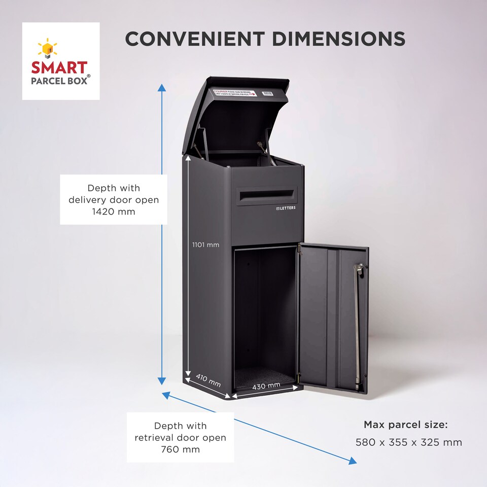 image 1 of Smart Parcel Box® Extra-Large Slanted Top Front Access Black | Black | 1