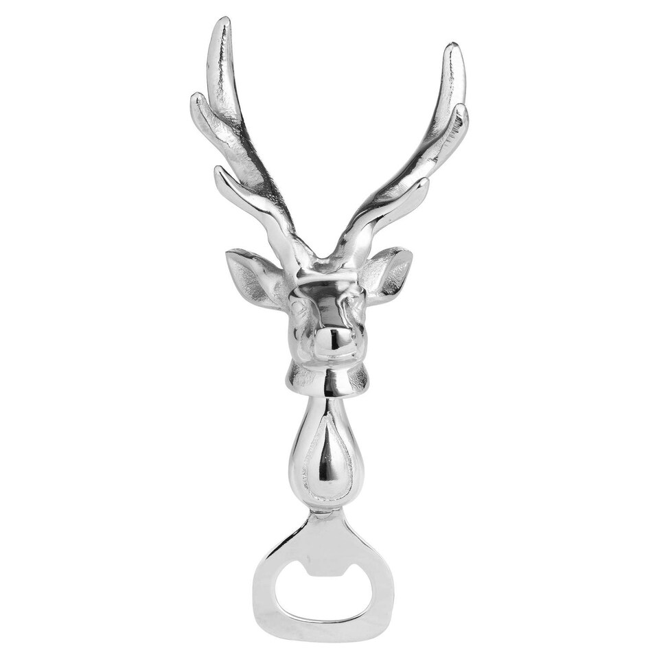 Hill Interiors Stag Head Bottle Opener - Silver - One Size