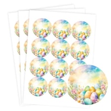 Easter Eggs Round Stickers 60mm - Sheet of 12