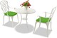 image 2 of Centurion Supports OSHOWA Luxurious Garden and Patio Table and 2 Large Chairs with Armrests Cast Aluminium Bistro Set - White with Green Cushions