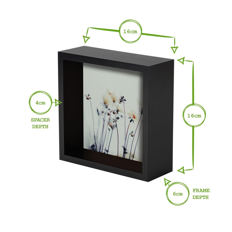 image 1 of Nicola Spring 6 x 6" Deep Photo Frame - White - 3D Deep Box Picture Frame Portrait Display Case (16 x 16cm)