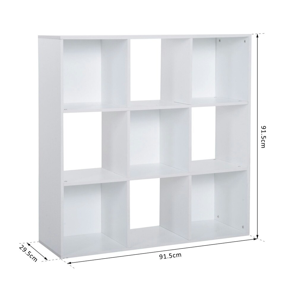image 1 of HOMCOM 9 Cube Storage Cupboard Bookcase Bookshelf Home Office, White