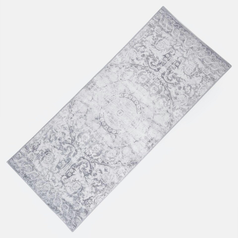 image 1 of OHS Flat Vintage Washed Carpet Floor Rug Runner, 50x120cm - Grey