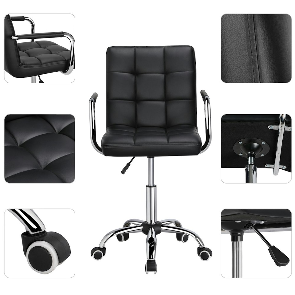 image 1 of Yaheetech PU Leather Height Adjustable Office Chair Mid-Back