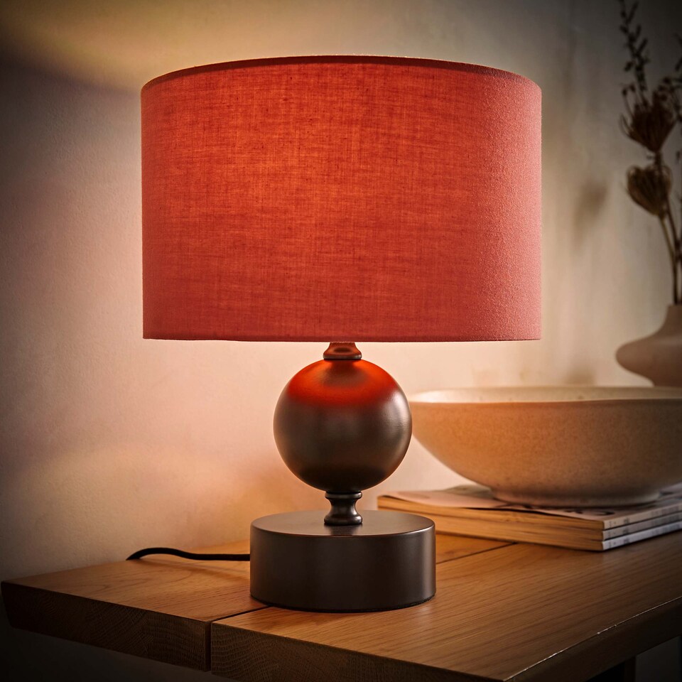 image 1 of ValueLights Anthony Candlestick Table Lamp with Rust Shade | Black