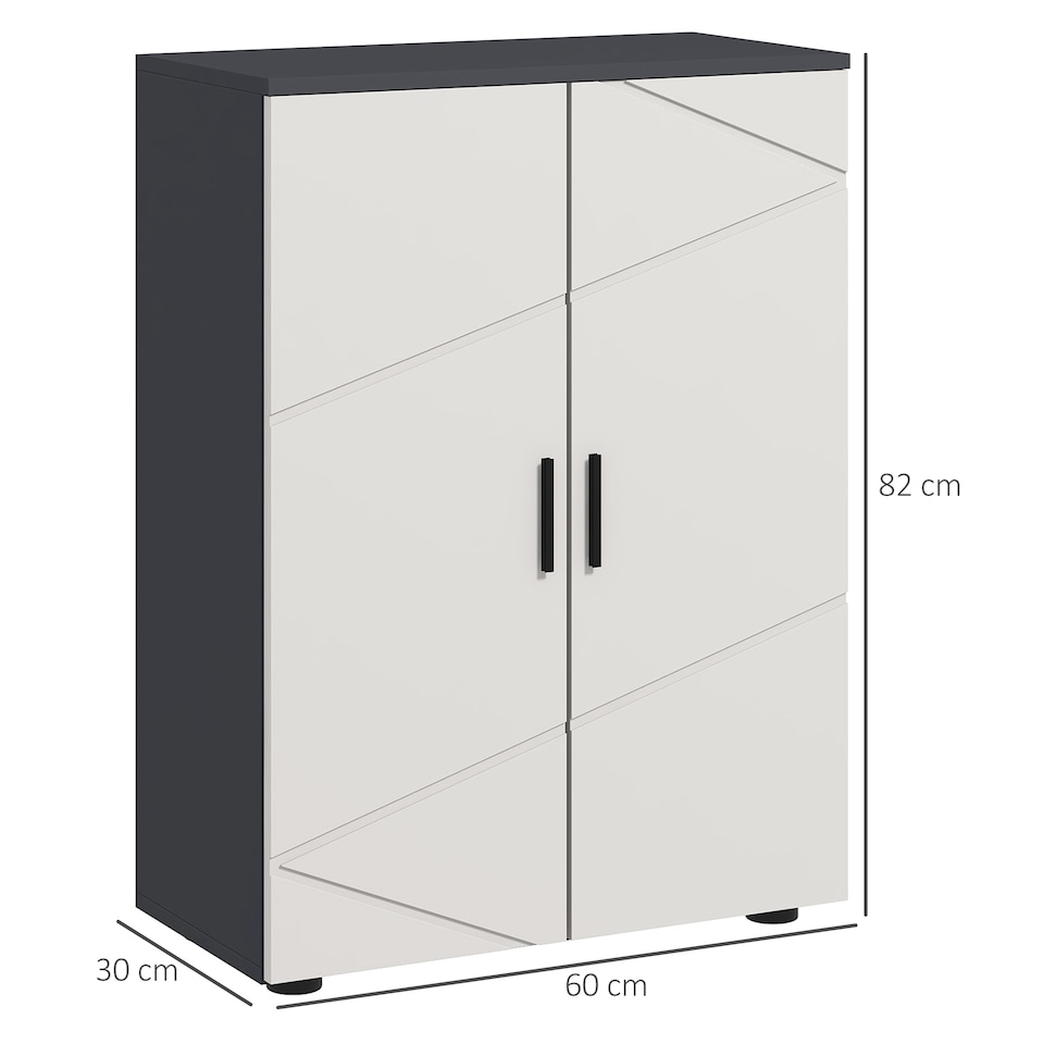 image 1 of kleankin Small Bathroom Cabinet, Bathroom Storage Cabinet with 2-Doors Cupboard, 2 Adjustable Shelves and Soft Close Mechanism, Grey