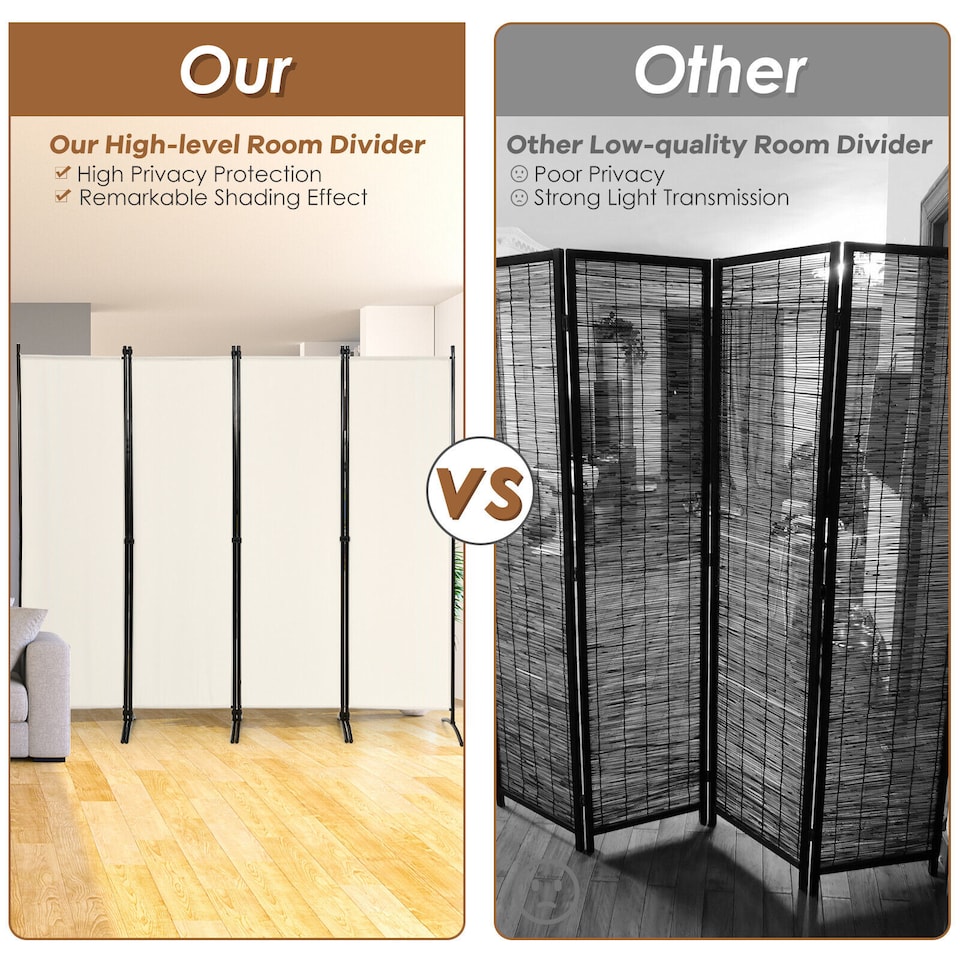 image 1 of COSTWAY 4 Panel 173cm Room Divider Folding Fabric Privacy Screen Wall Divider Indoor