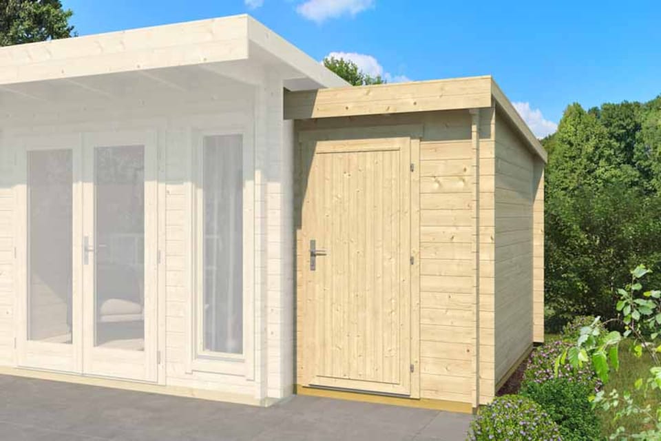 image 1 of Bike Extension 2600-Log Cabin, Wooden Garden Room, Timber Summerhouse, Home Office - L150 x W290 x H210.9 cm | Brown