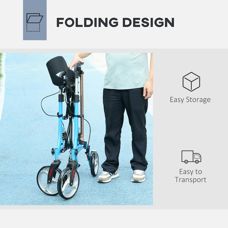 image 1 of 4 Wheel Rollator with Seat Adjustable Mobility Walker with Bag Dual Brakes