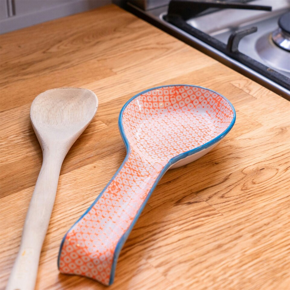image 1 of Nicola Spring Hand-Printed Kitchen Spoon Rests - 26.5cm - Navy - Pack of 2