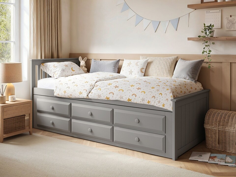 image 1 of Flair Montana Captain's Bed with Drawers & Trundle Grey