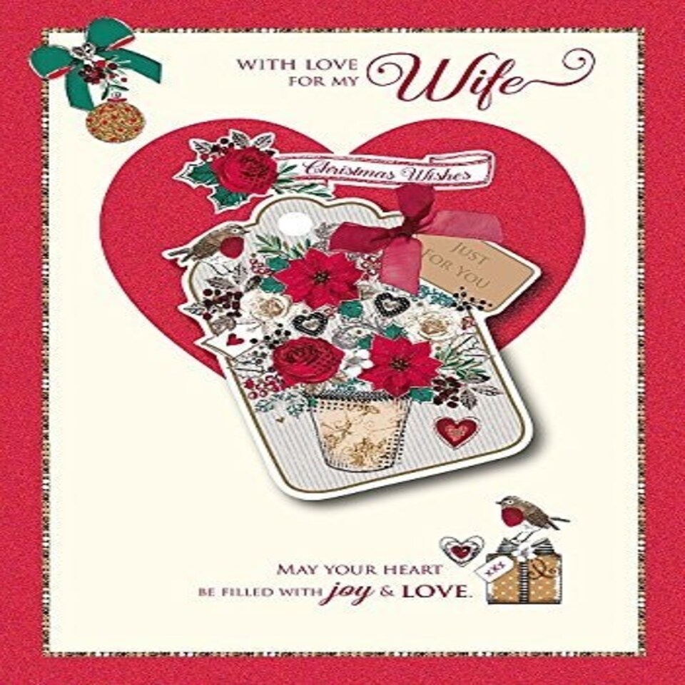 image 1 of Wife - Lovely Verse Handmade Large Christmas New Greeting Card