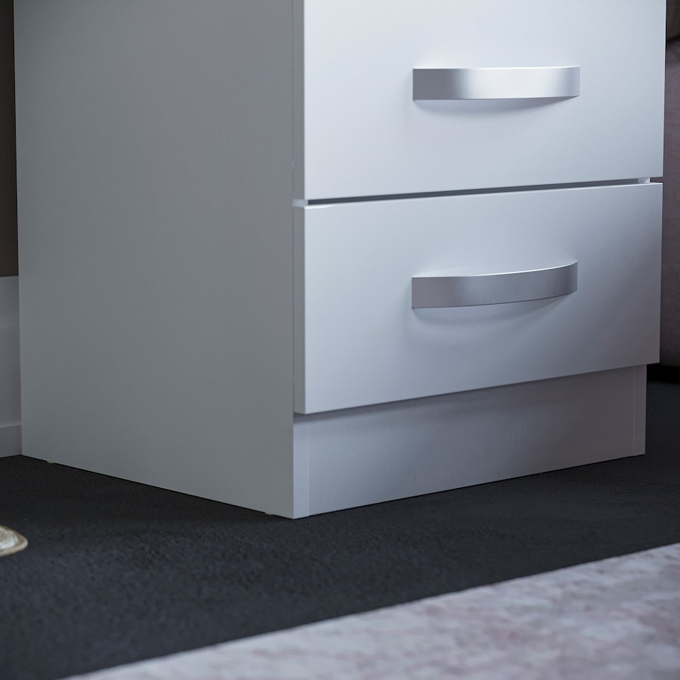 image 1 of Vida Designs Hulio 3 Drawer Bedside Chest High Gloss Cabinet Table Nightstand, White